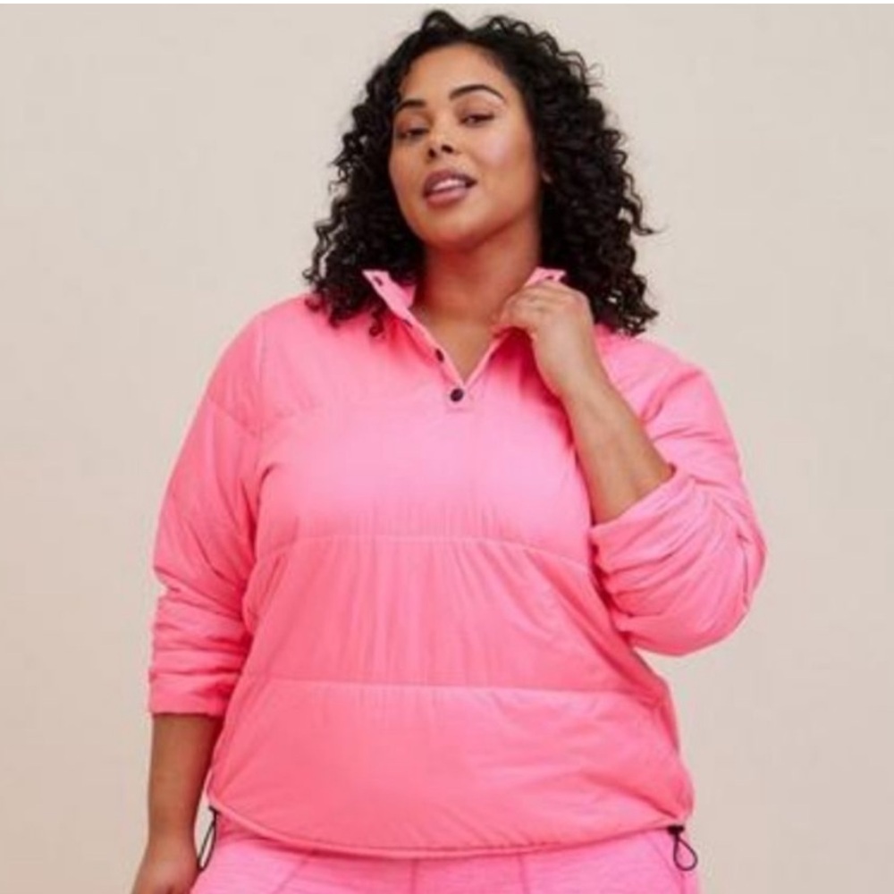 Torrid Pullover Mock Neck Puffer Jacket Neon Hot Pink 3X 22-24